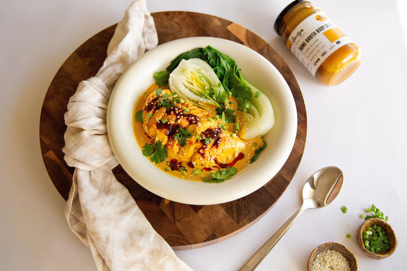 Brothy Curry Chicken Rice Bowl