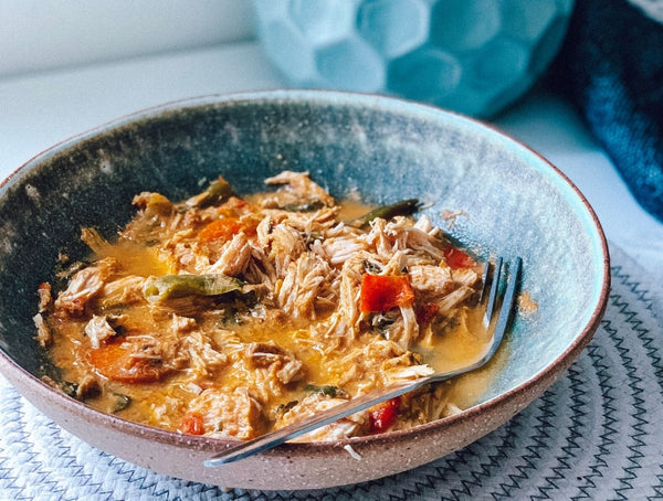 Super easy weeknight dinner of healthy chicken curry. Just 30 mins of cook time! Packed with veggies, gluten and dairy-free, whole foods friendly. 