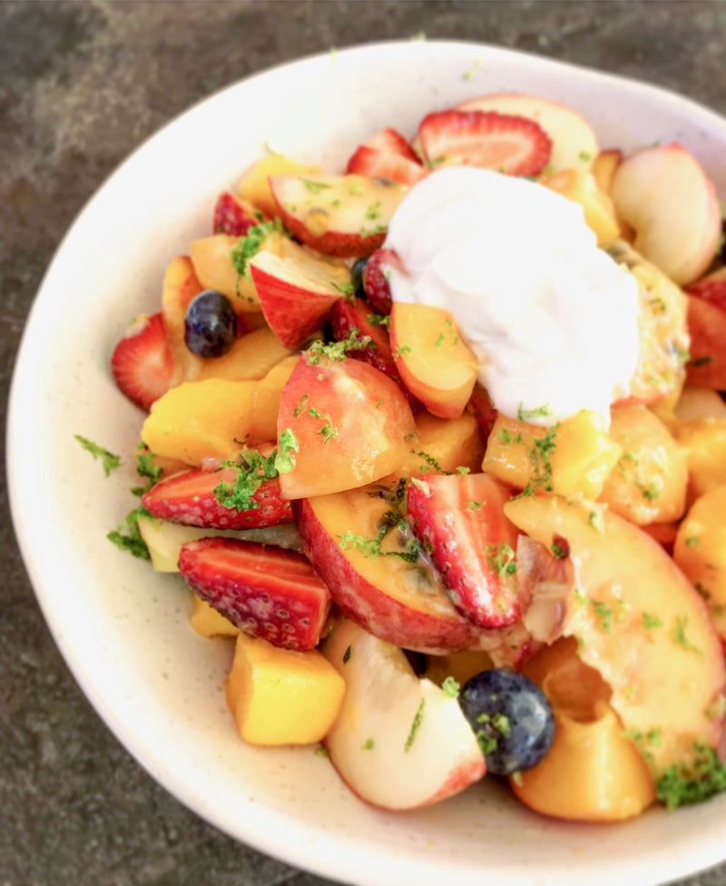 SUMMER FRUITS SALAD WITH BROTHY-LIME DRESSING